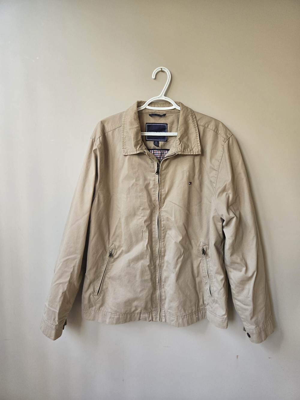 Tommy Hilfiger Men's Light Beige Zip-Up Shirt Jacket